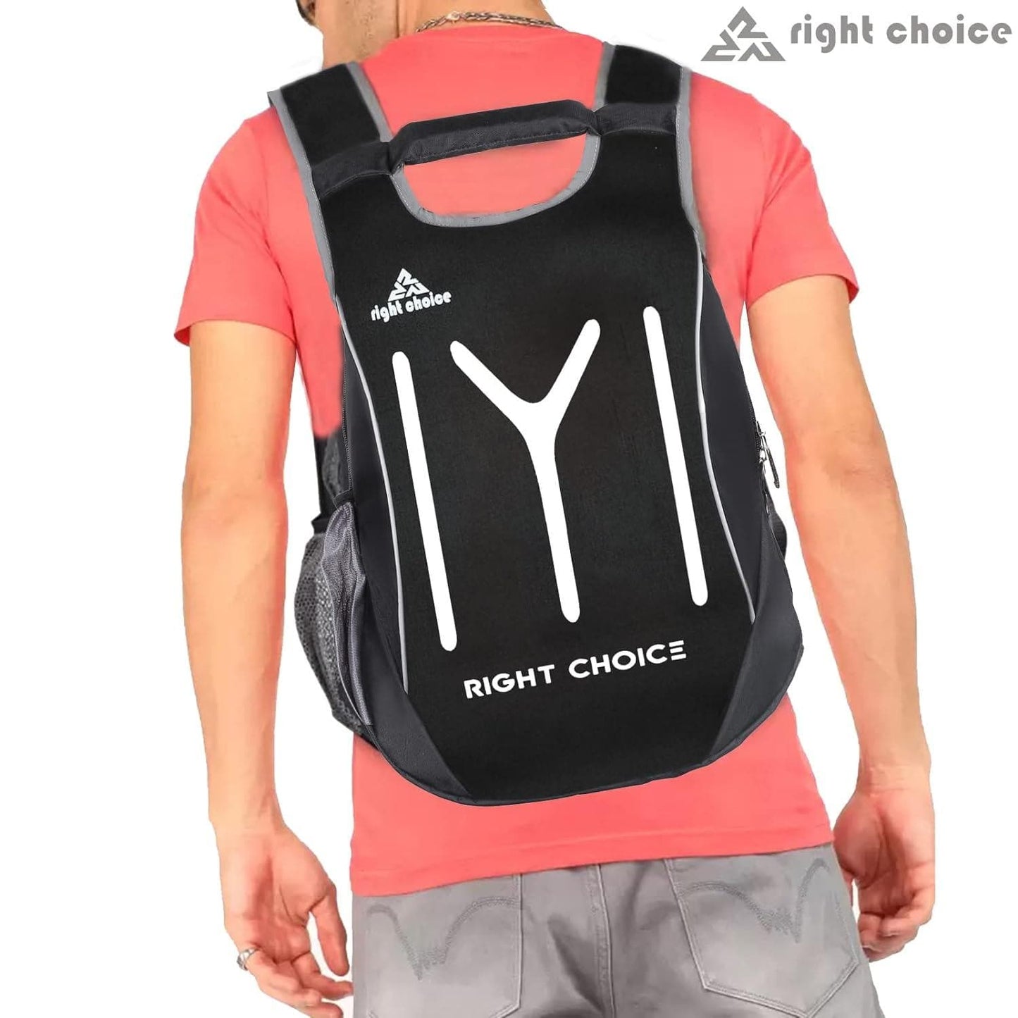 Right choice large 45 l laptop backpack (black & white) - halfpeapp