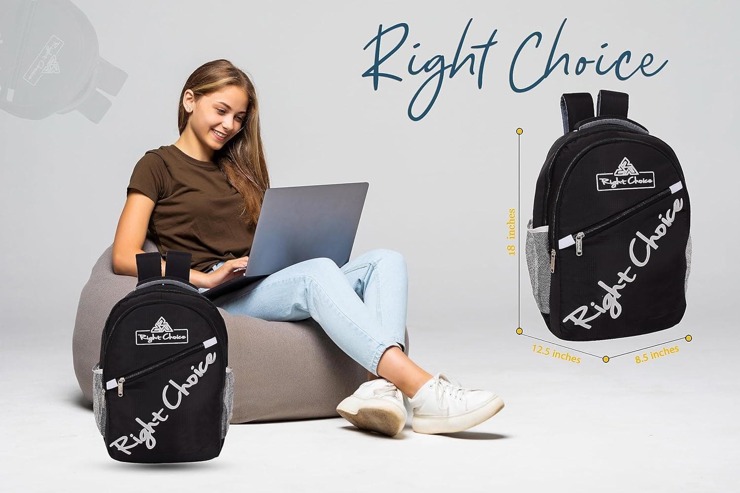 Right choice large 45l laptop backpack (black) - halfpeapp