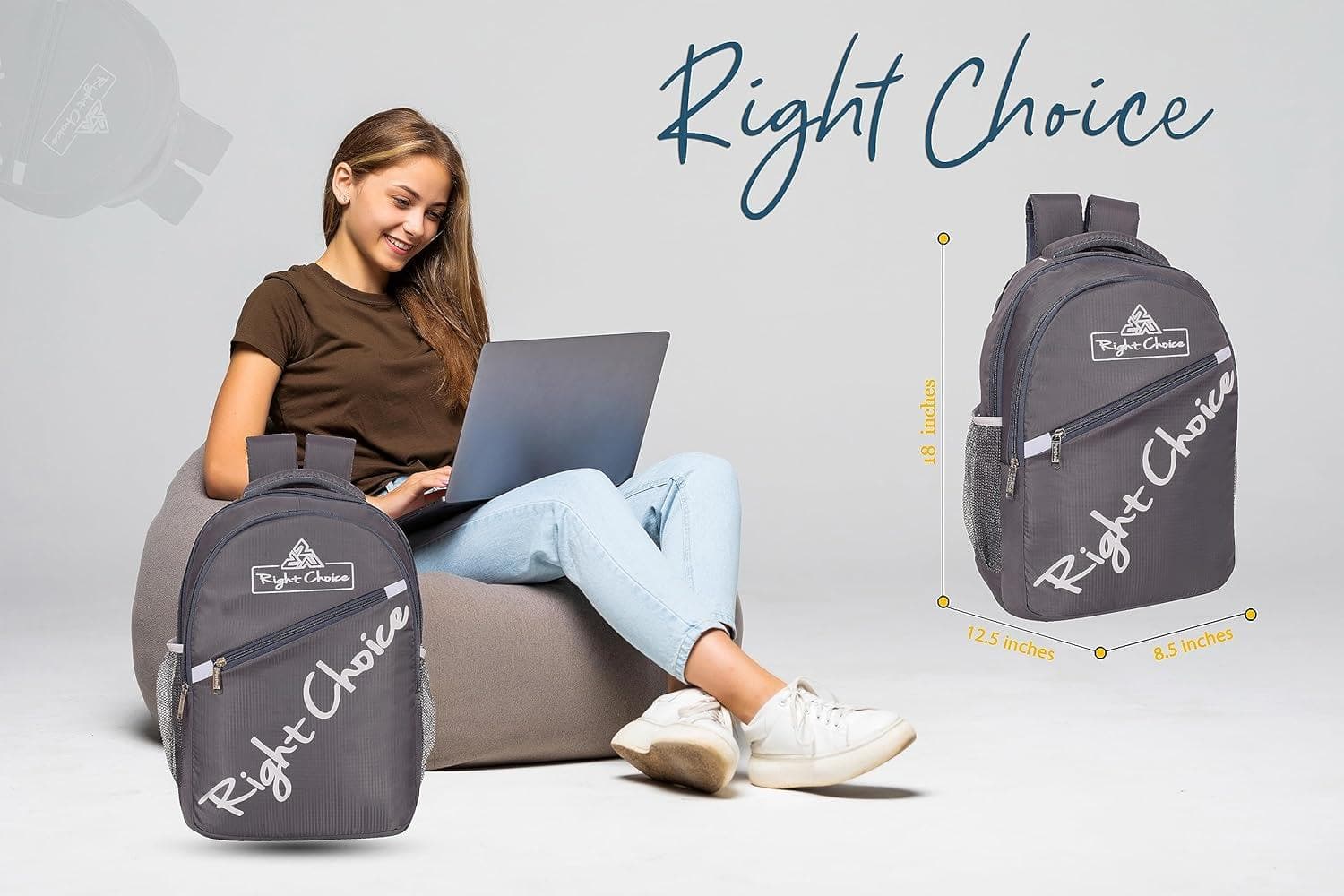 Right choice large 45l laptop backpack (grey) - halfpeapp