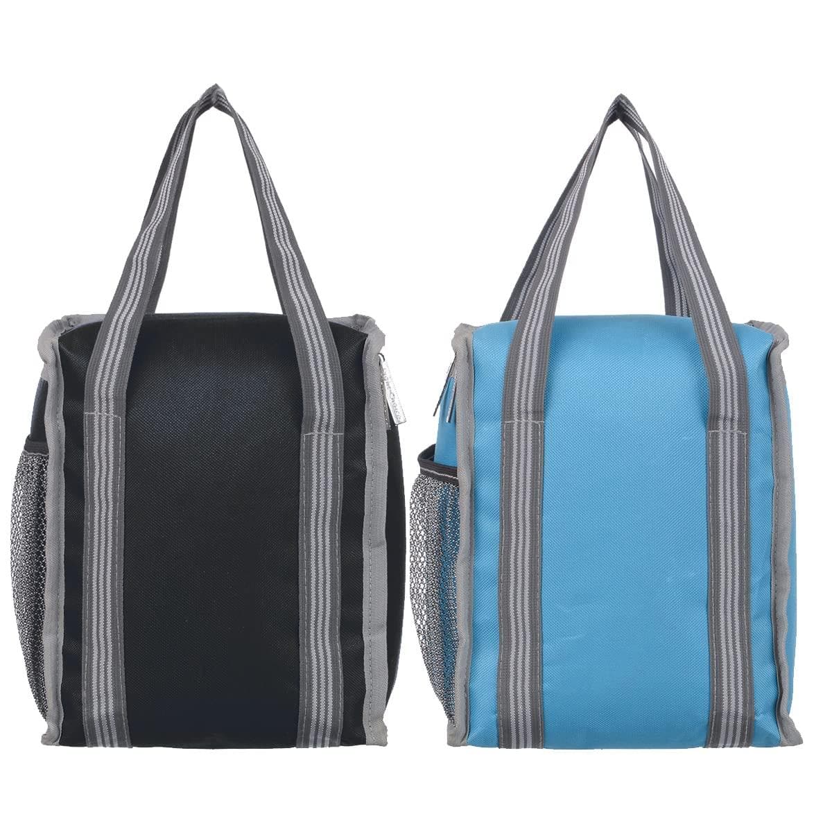 Right choice polyester carry on lunch/tiffin bags combo for school & office (Black, Blue) - Pack of 2 - halfpeapp