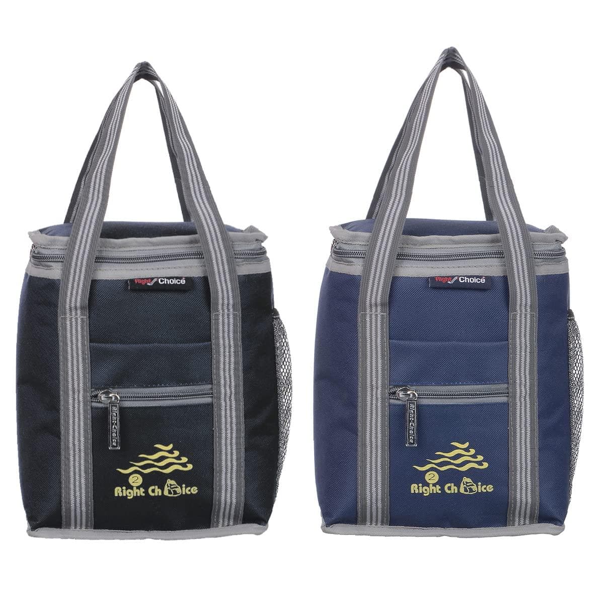 Right choice polyester carry on lunch/tiffin bags combo for school & office (Black, Navy Blue) - Pack of 2 - halfpeapp