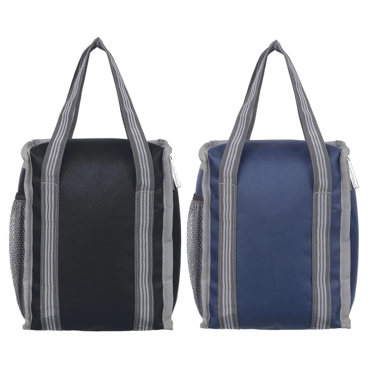 Right choice polyester carry on lunch/tiffin bags combo for school & office (Black, Navy Blue) - Pack of 2 - halfpeapp