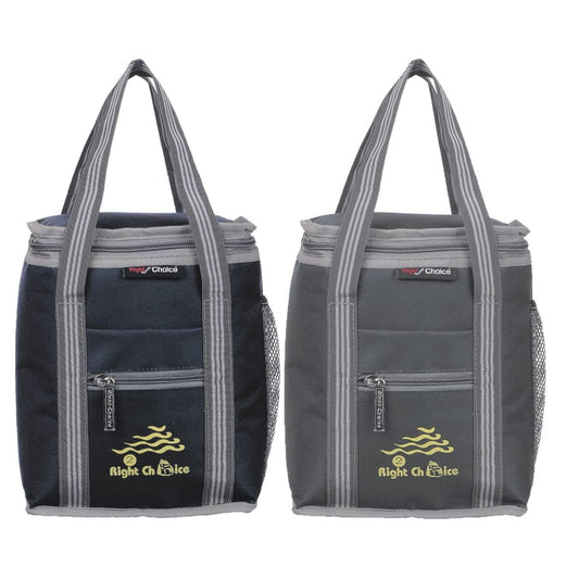 Right choice polyester carry on lunch/tiffin bags combo for school & office (Black,Grey) - Pack of 2 - halfpeapp