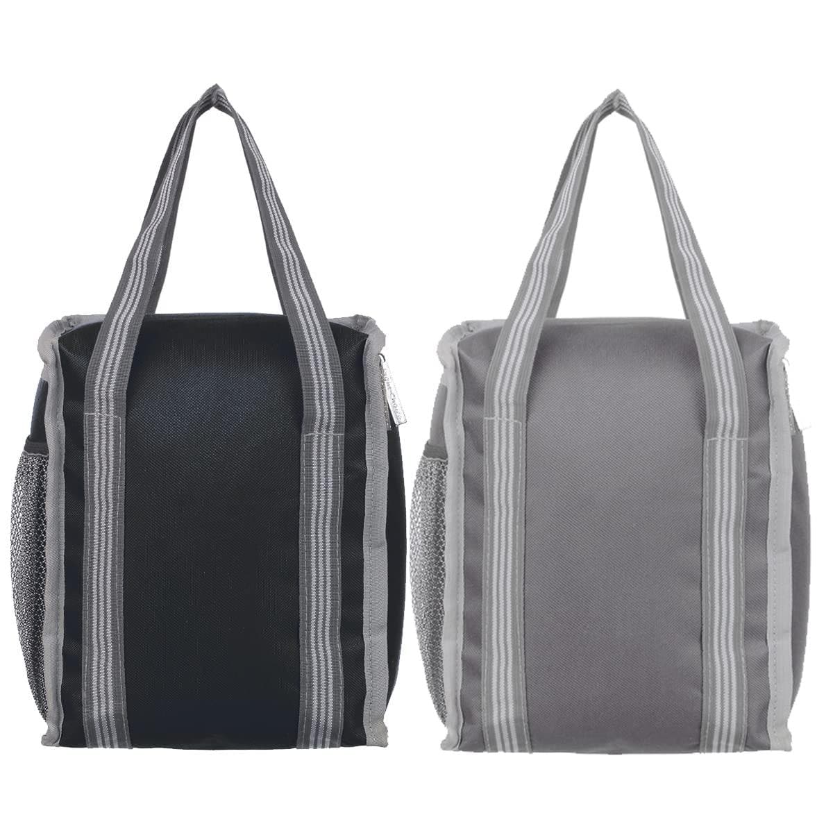 Right choice polyester carry on lunch/tiffin bags combo for school & office (Black,Grey) - Pack of 2 - halfpeapp