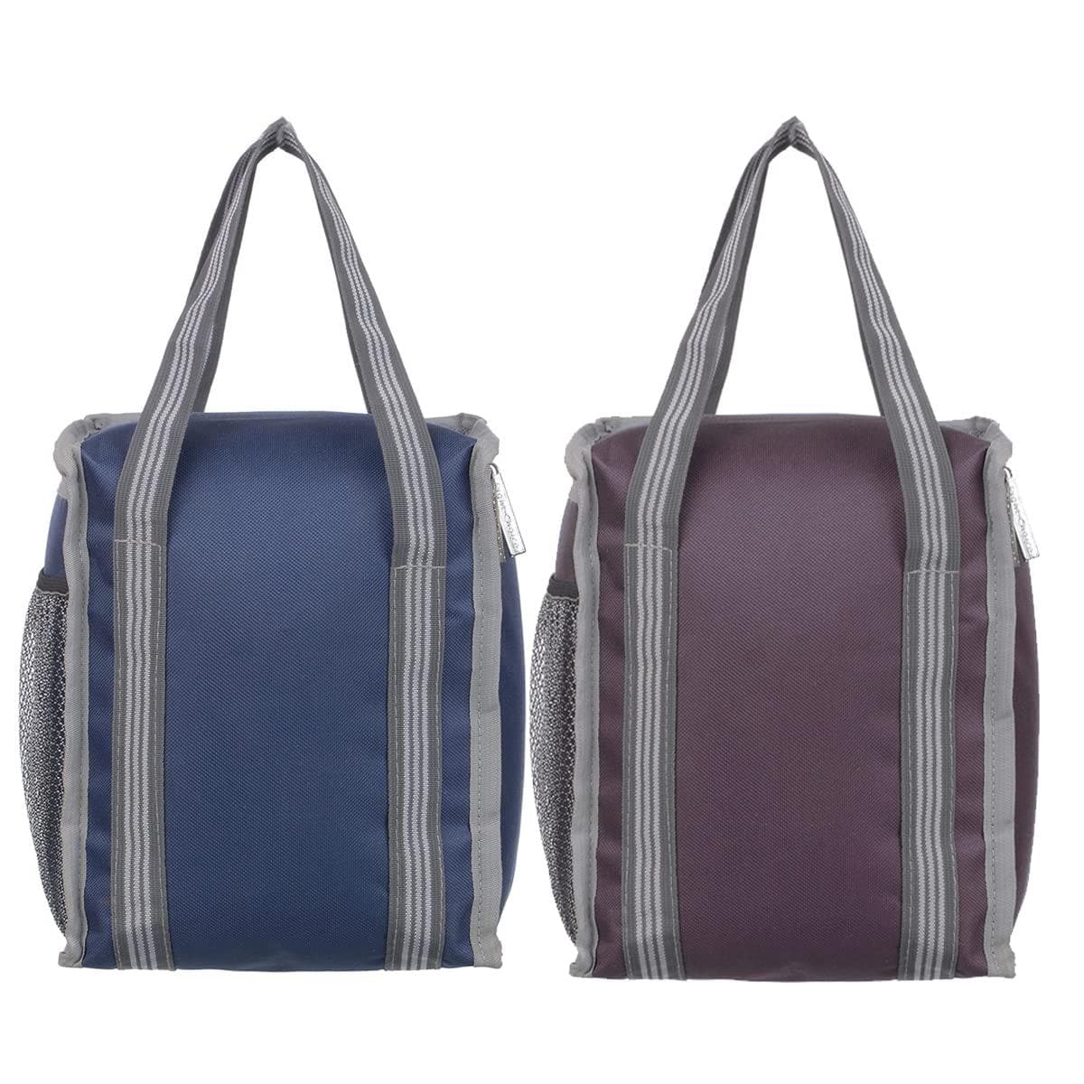 Right choice polyester carry on lunch/tiffin bags combo for school & office (Navy Blue, Blue) - Pack of 2 - halfpeapp