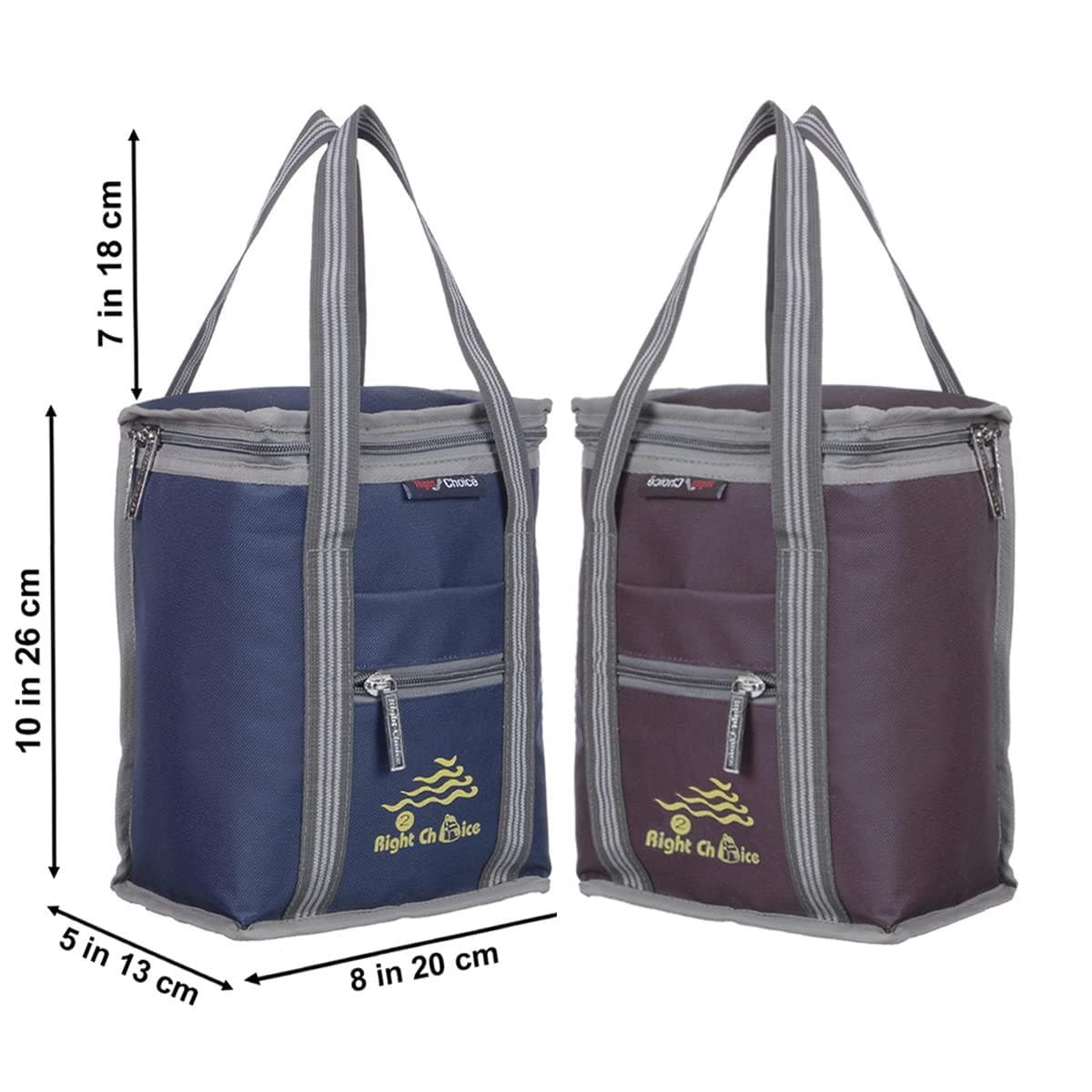 Right choice polyester carry on lunch/tiffin bags combo for school & office (Navy Blue, Blue) - Pack of 2 - halfpeapp