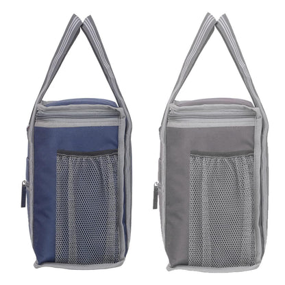 Right choice polyester carry on lunch/tiffin bags combo for school & office ( Navy Blue, Grey) - Pack of 2 - halfpeapp