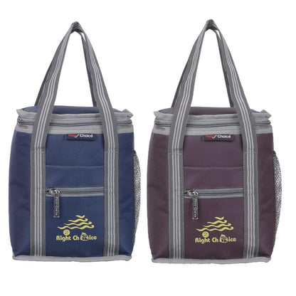 Right choice polyester carry on lunch/tiffin bags combo for school & office (Navy Blue, Purple) - Pack of 2 - halfpeapp