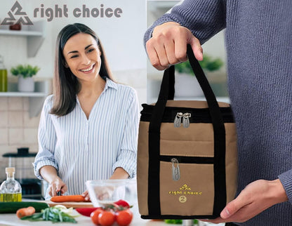 Right choice polyester lunch bags (Black & Beige) - Pack of 2 - halfpeapp