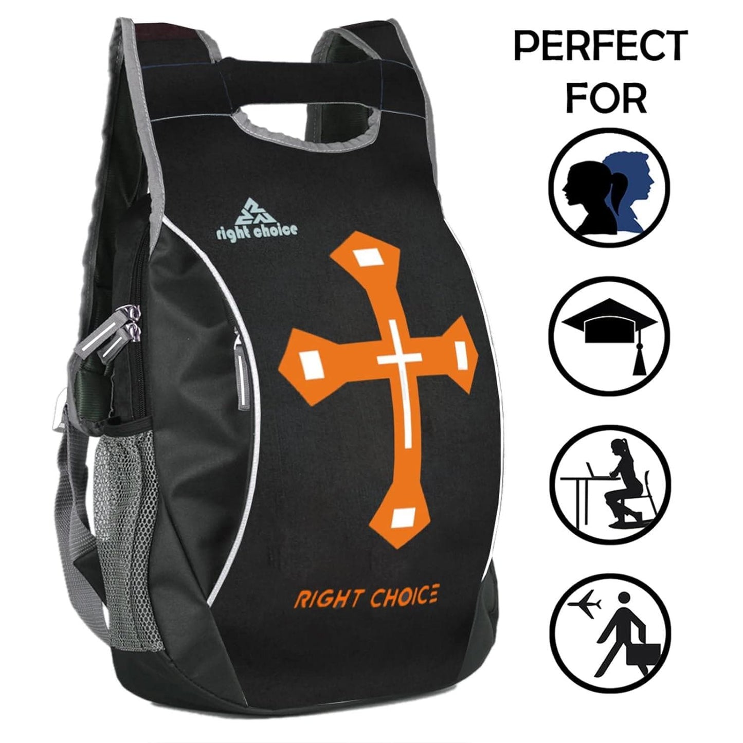 Right choice small 20 l backpack (black orange cross symbol) - halfpeapp