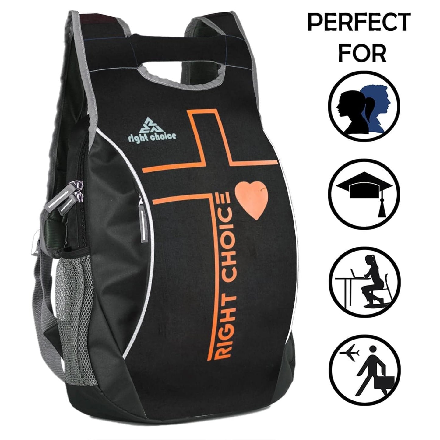 Right choice small 20 l backpack (black,orange&white) - halfpeapp