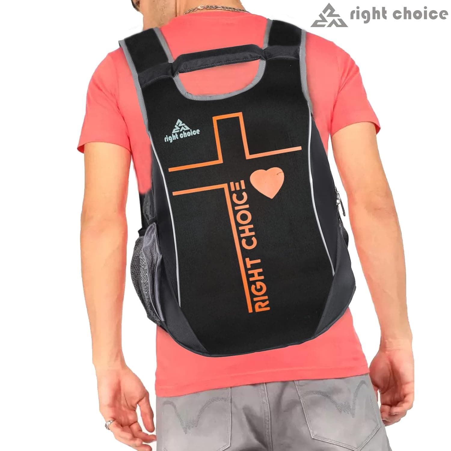 Right choice small 20 l backpack (black,orange&white) - halfpeapp