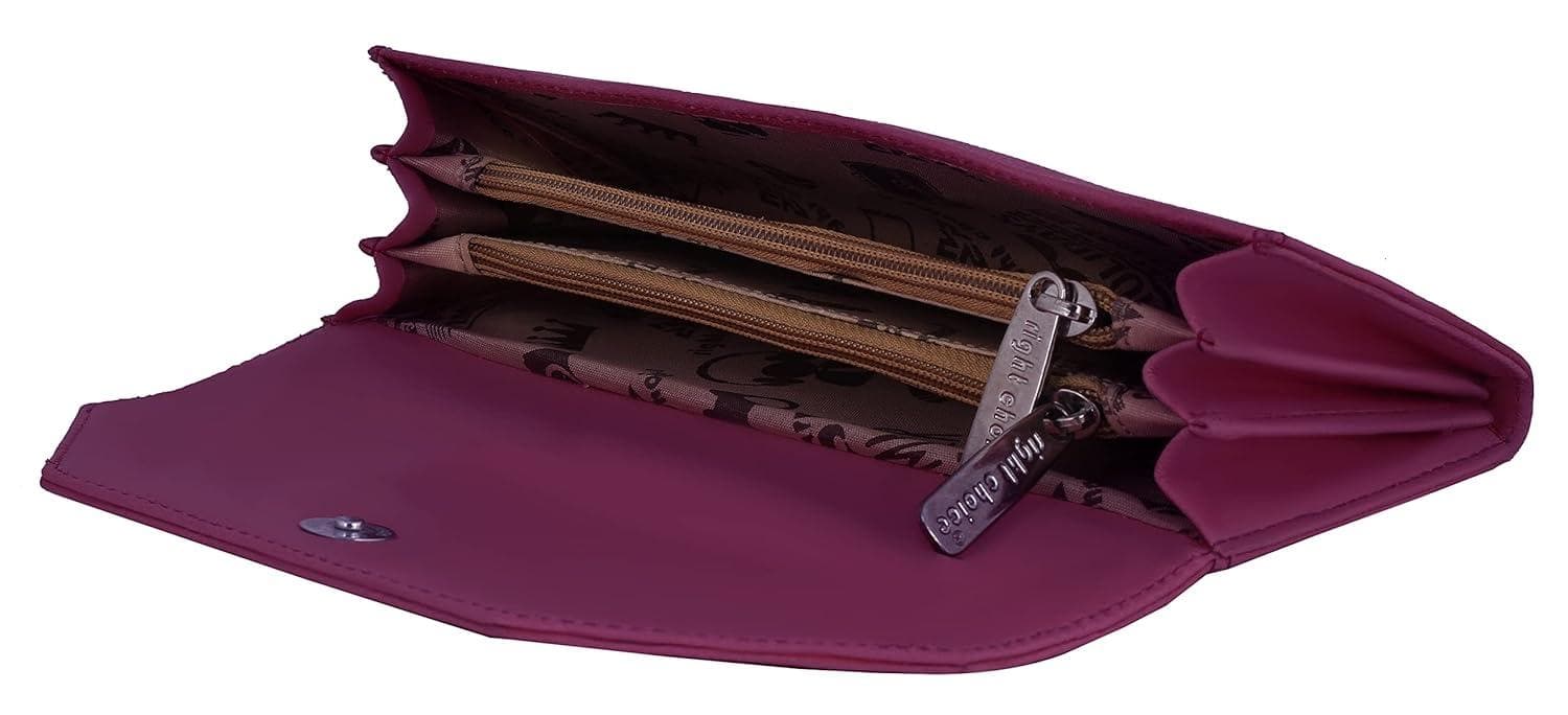 Right choice stuff quality pu leather hand clutch (maroon) - halfpeapp