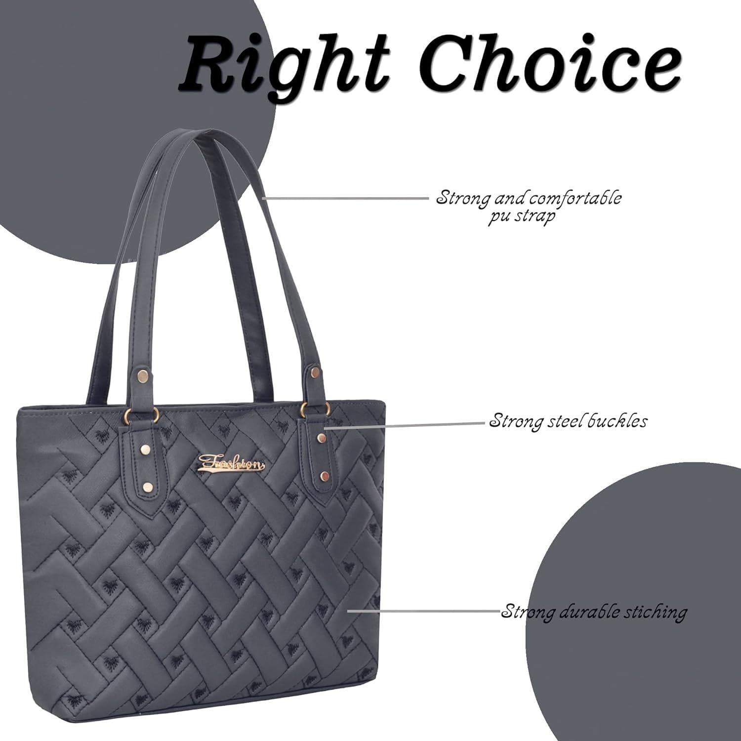 Right choice stylish designer handbag for women (Black) - halfpeapp