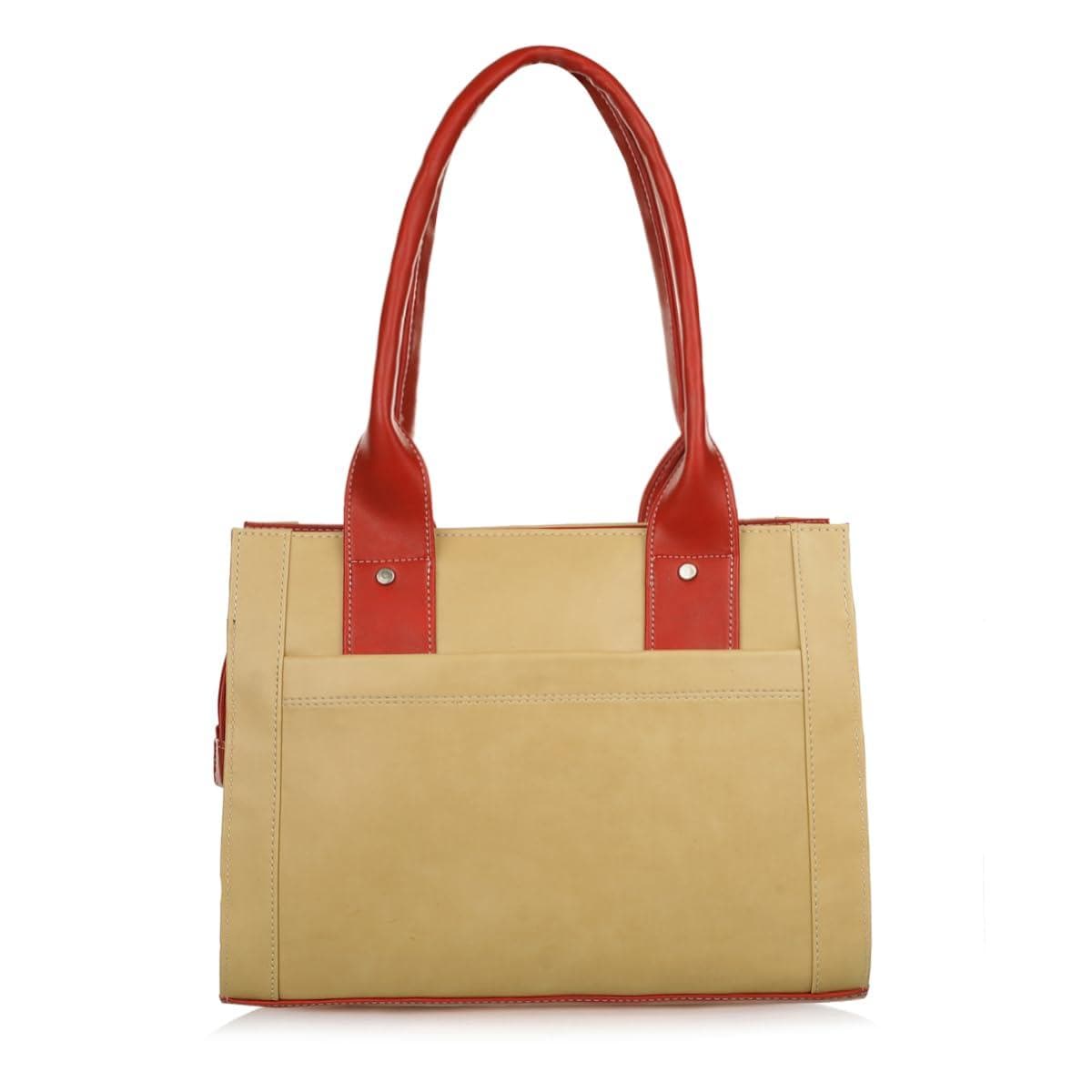 Right choice women's handbag (cream & half red patti) - halfpeapp