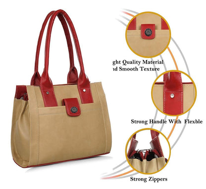 Right choice women's handbag (cream & half red patti) - halfpeapp