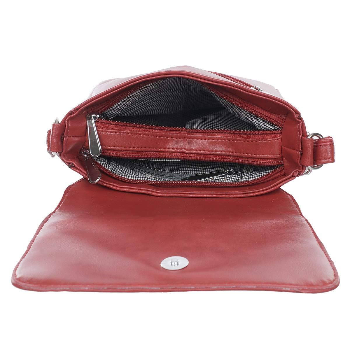 Right Choice Women's PU Leather Sling Bag (Red) - halfpeapp