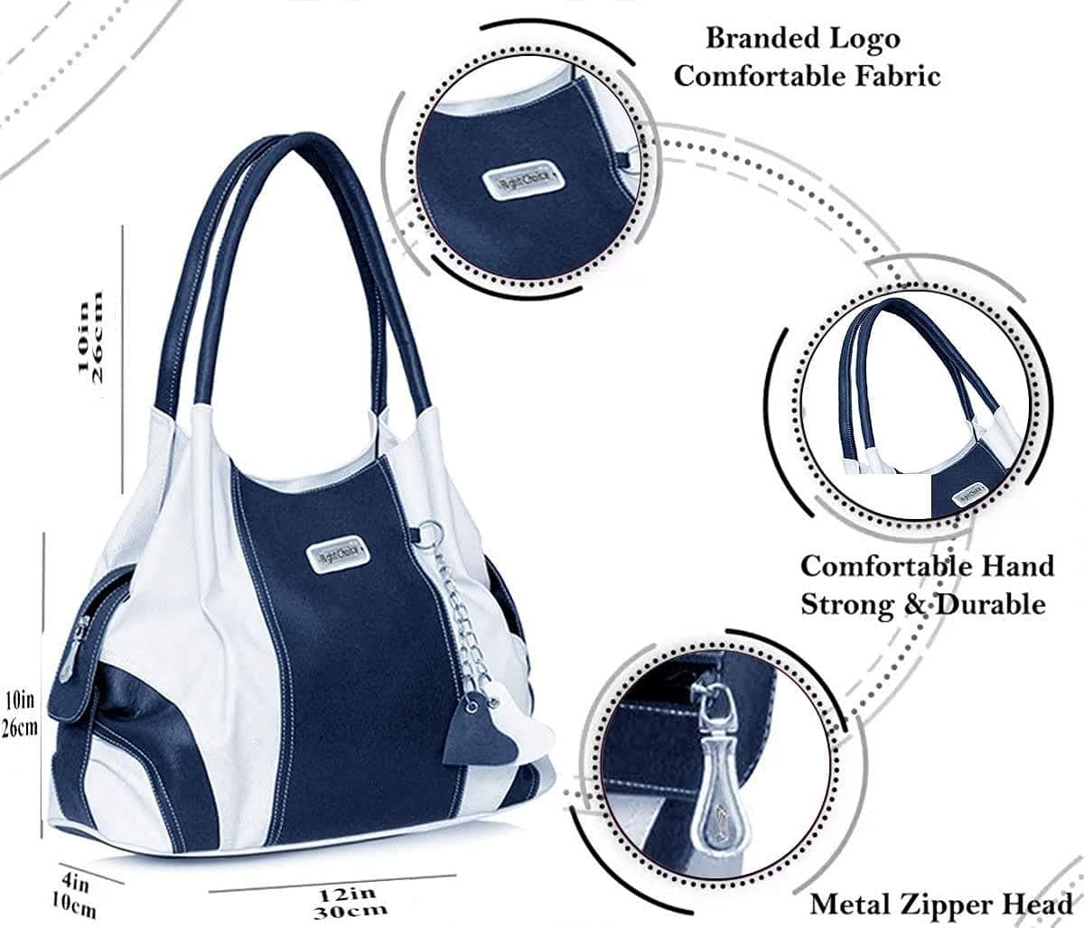 Right choice women's stylish handbag (White/ Blue) - halfpeapp