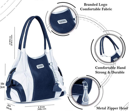 Right choice women's stylish handbag (White/ Blue) - halfpeapp