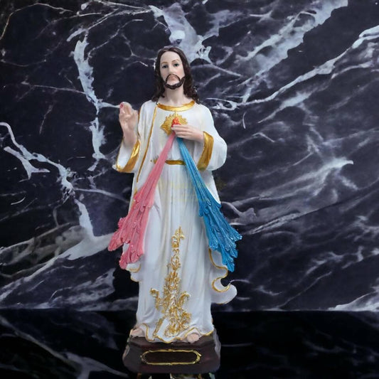 KariGhar Resin Divine Mercy Idol Perfect for Home, Office, Prayer Room, Gifting and Decoration, (Multi Color, 9 x 12 x 30 Cm) - HalfPe