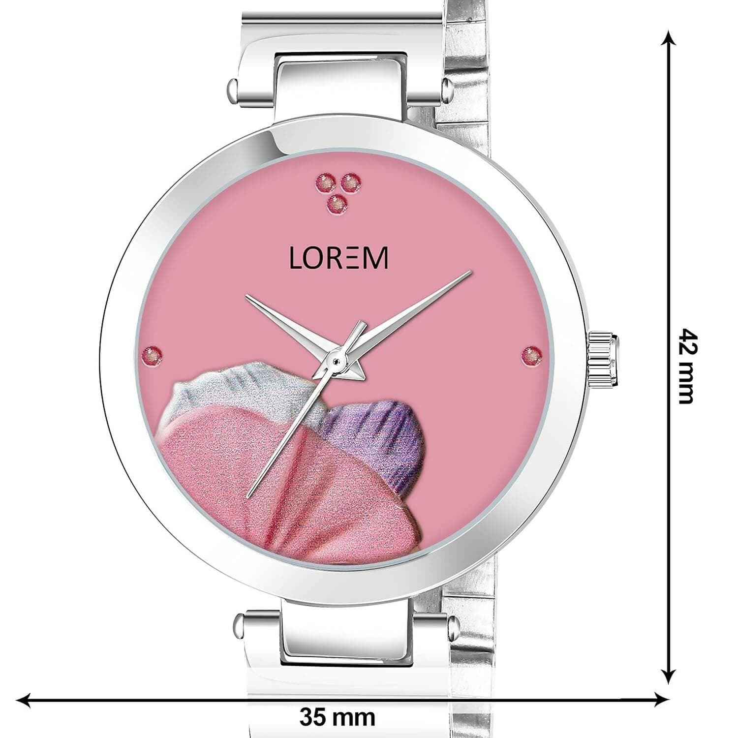 LOREM Pink Flower Designer Analog Watch For Women - HalfPe