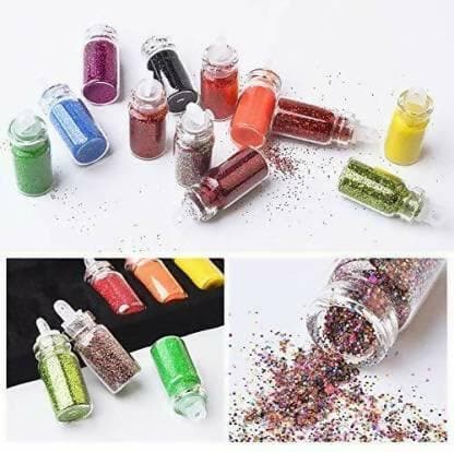 Bingeable 3D Glitter Set of Nail Decoration 48 BottelsAnd Nail Art Dotting Tool 5Pcs& Nails And Glue& Perfume For Women 70Ml (5 Items in the set) - HalfPe