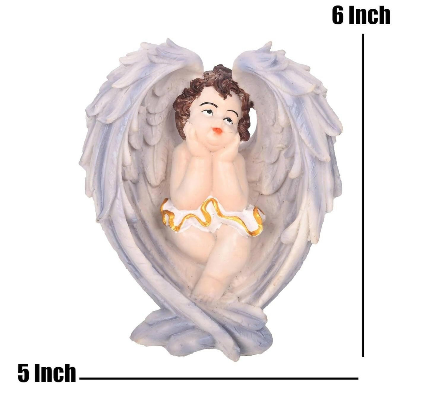 KariGhar Resin Blue Sitting Angel on Wings Statue Catholic Idol for Home | Prayer Room - HalfPe