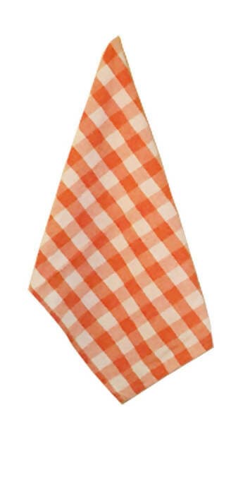 Lushomes Checks Orange and Red Kitchen Cooking Apron Set for Women, apron for men, cooking aprons for women, kitchen apron for men, aprons, aprin (2 Pc Set, Kitchen T 40 x 60 cm, Apron 60 x 80 cms) - HalfPe