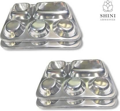 SHINI LIFESTYLE Bhojan thali Heavy sectioned plate(pack of 4) - HalfPe