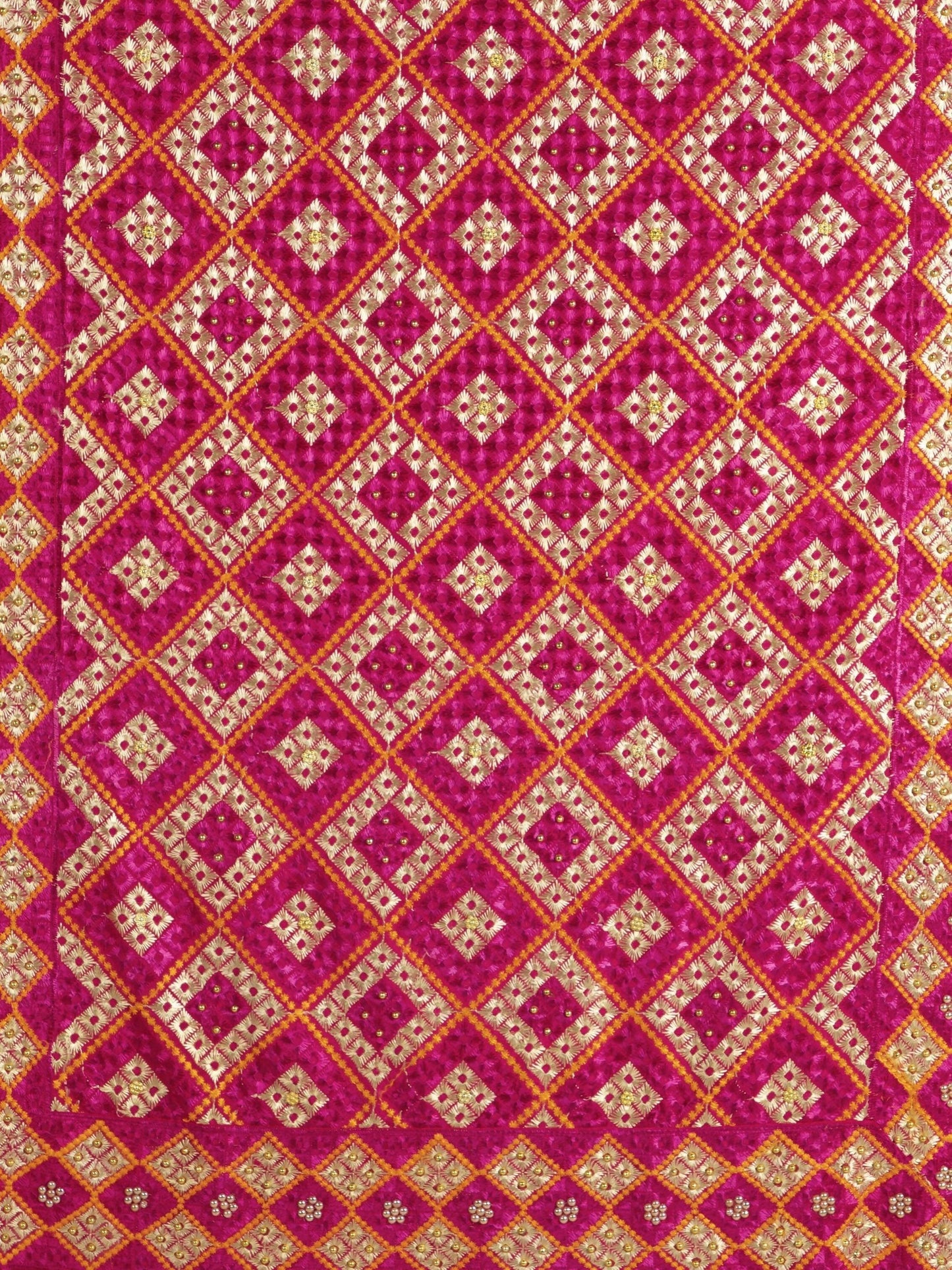 Phulkari Dupatta with Mirror Work (Magenta) - HalfPe