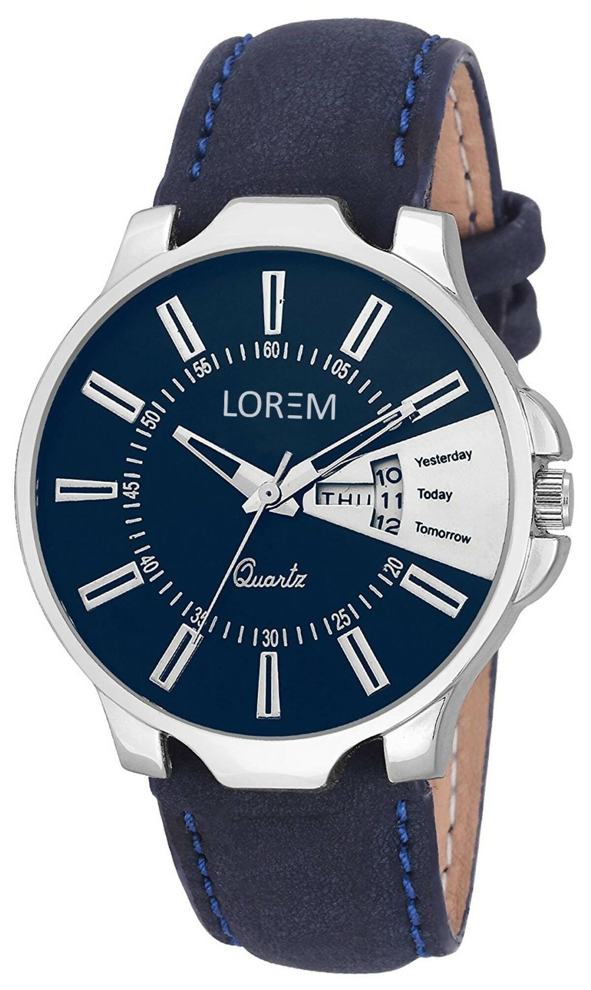 LOREM Blue Day Date Analog Watch For Men LR23 - HalfPe