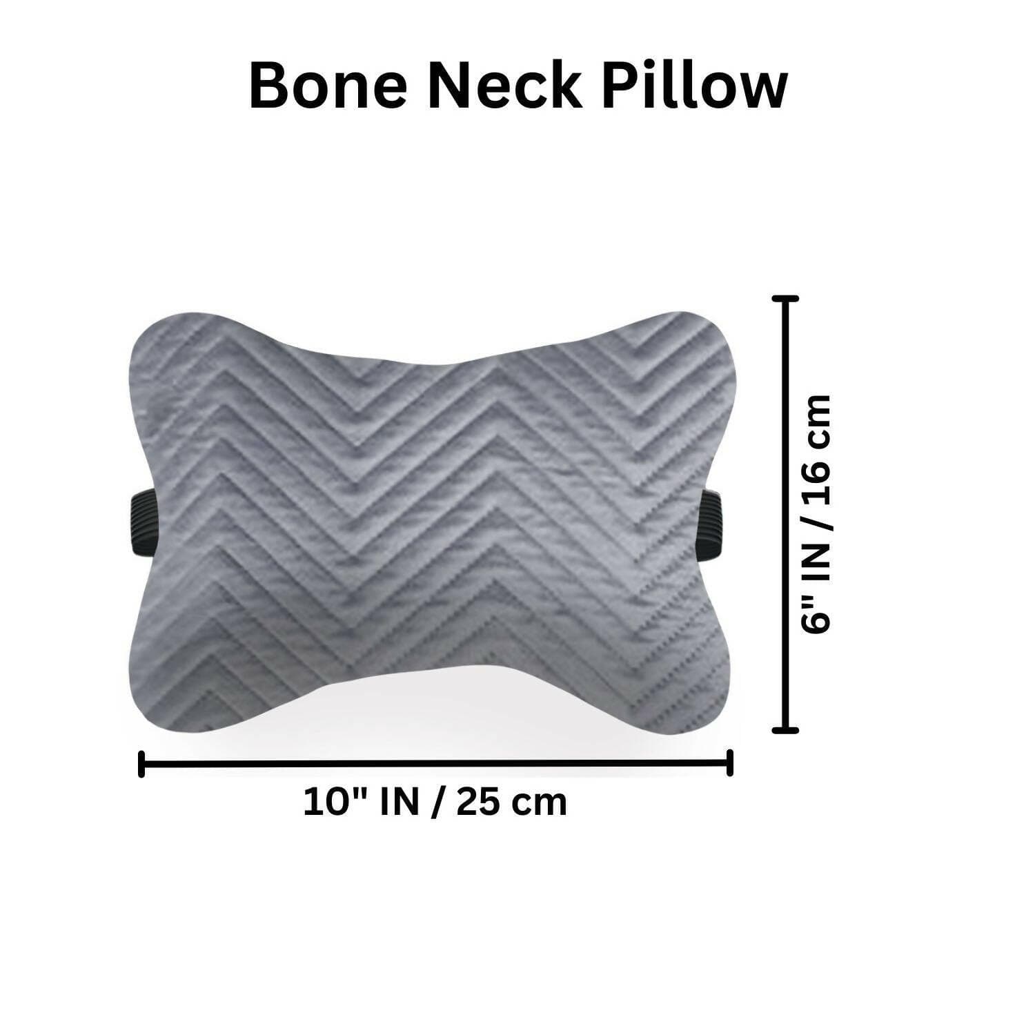 Car Cushion Pillows for Neck, Back and Seat Rest, Pack of 4, Quilted Grey Velvet Material, 2 PCs of Bone Neck Rest Size: 6x10 Inches, 2 Pcs of Car Cushion Size: 12x12 Inches by Lushomes - HalfPe