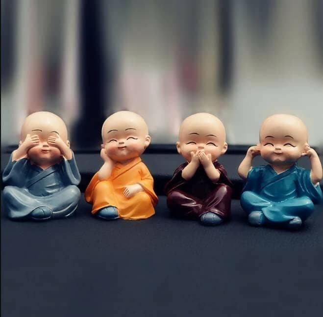 Baby Monk showpiece Statues Handmade for car Dashboard /Living Room (Pack of 4) - HalfPe