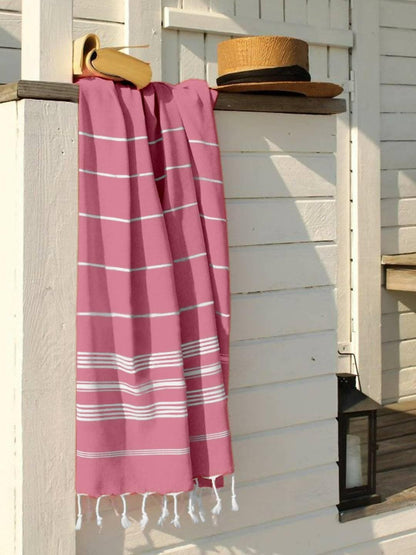 Lushomes Towels for Bath, Hammam Rose Beach Fouta Towel Cotton Multipurpose Towel with Fringes (76 x 152 cms, Single Pc). - HalfPe