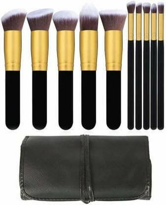 Bingeable 1Foundation Brush Make Up Brushes, 10Pcs Natural Bamboo Professional Makeup Brushes Set Foundation Blending Brush Tool Cosmetic Kits Makeup Set Brushes (Pack of 10) - HalfPe