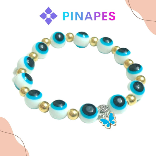 Pinapes Stylish Evil Eye Bracelet blue butterfly (sky blue, pack of 2) - HalfPe