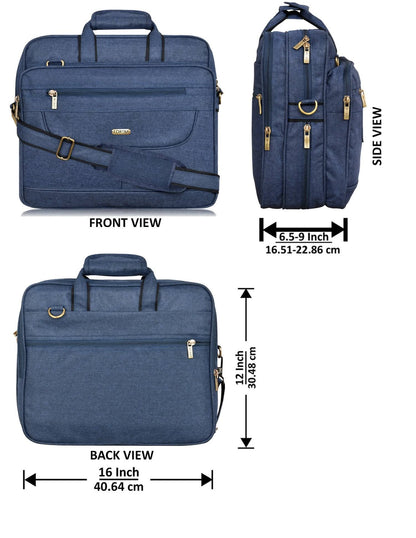 LOREM Blue Linen 28L Laptop Messenger Bag for Men - HalfPe