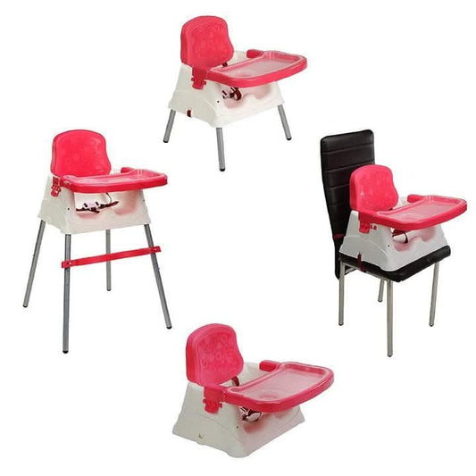 Safe-O-Kid 4 in 1 Convertible High Chair/Kids Feeding Chair for with Adjustable Tray, 6 to 36 Months Baby, Max Weight Up to 15 Kgs with 1 Free Fruit Nibbler- Pink - halfpeapp