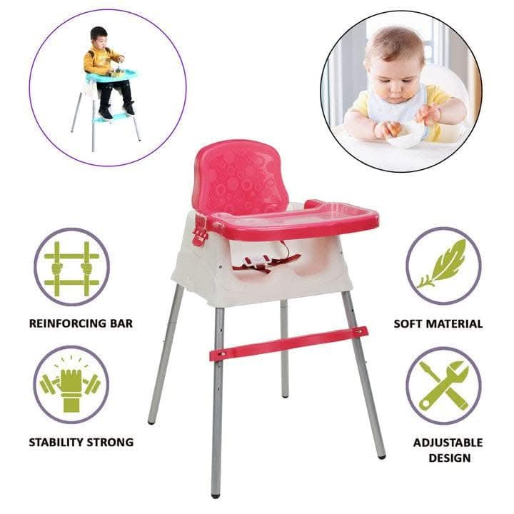 Safe-O-Kid 4 in 1 Convertible High Chair/Kids Feeding Chair for with Adjustable Tray, 6 to 36 Months Baby, Max Weight Up to 15 Kgs with 1 Free Fruit Nibbler- Pink - halfpeapp