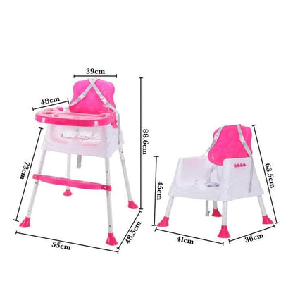 Safe-O-Kid 4 in 1 Convertible High Chair/Kids Feeding Chair for with Adjustable Tray, 6 to 36 Months Baby, Max Weight Up to 15 Kgs with 1 Free Fruit Nibbler- Pink - halfpeapp