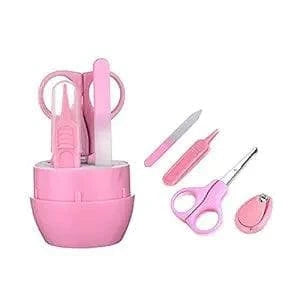 Safe O Kid Baby Grooming Portable Case Kit with Nail Clipper, Scissor, File and Tweezer, Pink - halfpeapp