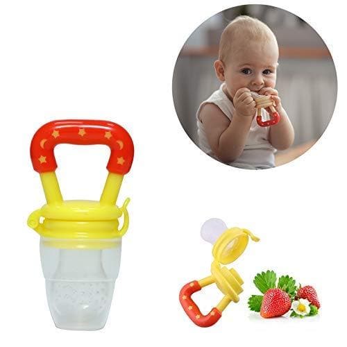 Safe-O-Kid BPA-Free, Veggie Feed Nibbler, Silicone Food, Soft Pacifier/Feeder for Baby (Yellow, 9+ Months Babies) -Pack of 2 - halfpeapp