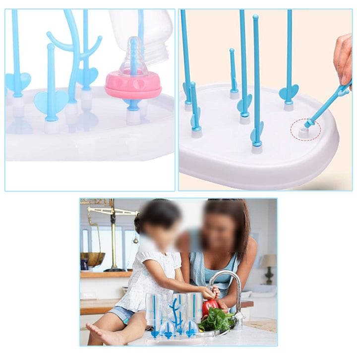 Safe-O-Kid Combo Electric Steam Sterilizer,6 Bottles simultaneously, Quick Cleaning in 8 Mins,for Baby Bottles with Bottle Drying Rack, Plastic Trees, Dustproof, Easy Sterilizer for Baby (Latest 2023 Model with 3 Years Comprehensive Warranty) - Blue - halfpeapp