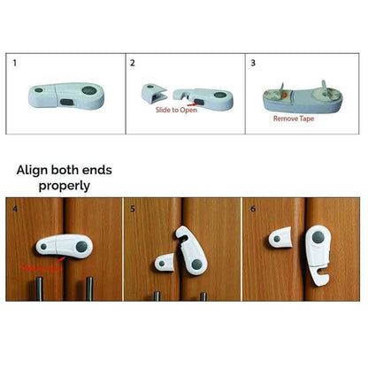 Safe O Kid Durable, Elegant Child Safety Cabinet Lock Greay, Pack of 8 - halfpeapp