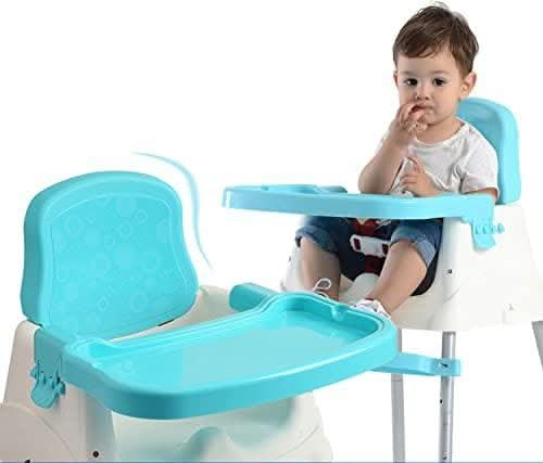 Safe O Kid Feeding Chair Baby Combo- 1 High Chair with Spoon Set, Convertible 4 in 1 Booster High Chair/Baby Booster Seat for 6 to 36 Months Baby, Max Weight Up to 15 Kgs Baby-Blue - halfpeapp