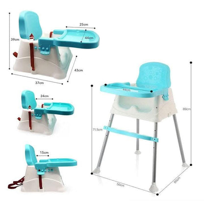 Safe O Kid Feeding Chair Baby Combo- 1 High Chair with Spoon Set, Convertible 4 in 1 Booster High Chair/Baby Booster Seat for 6 to 36 Months Baby, Max Weight Up to 15 Kgs Baby-Blue - halfpeapp