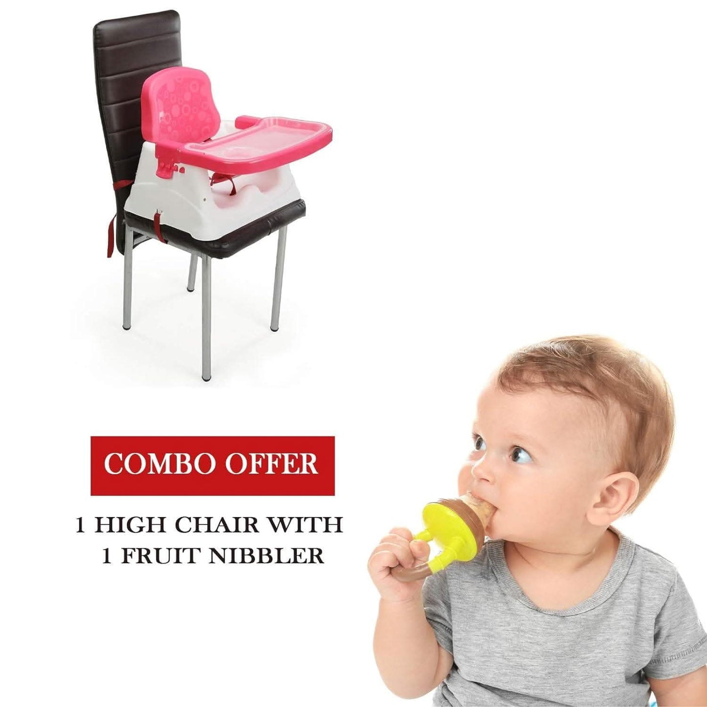 Safe-O-Kid Feeding Chair, Convertible 4 in 1 Booster Toddler High Chair/Baby Booster seat for 6 to 36 Months Baby, Max Weight Up to 15 Kgs for Baby- Pink - halfpeapp