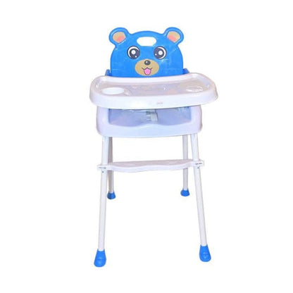 Safe-O-Kid Feeding High Chair Baby, Cute Cartoon Face Design Convertible 4 in 1 Baby Booster Chair with Adjustable Tray and Soft Cushion for 6 to 36 Months Baby, Weight Up to 15 Kgs- Blue - halfpeapp