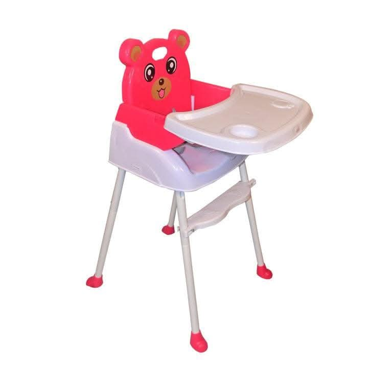 Safe-O-Kid Feeding High Chair Baby, Cute Cartoon Face Design Convertible 4 in 1 Baby Booster Chair with Adjustable Tray and Soft Cushion for 6 to 36 Months Baby, Weight Up to 15 Kgs- Red - halfpeapp