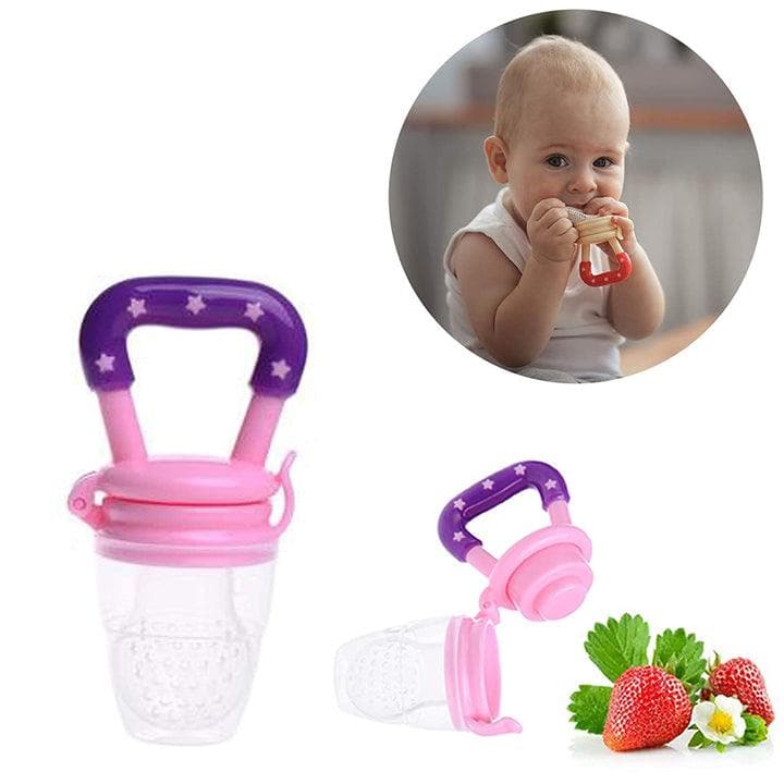 Safe-O-Kid- Pack of 1-BPA Free, Silicone Food/Fruit Nibbler, Soft Pacifier/Feeder for Baby- Pink - halfpeapp